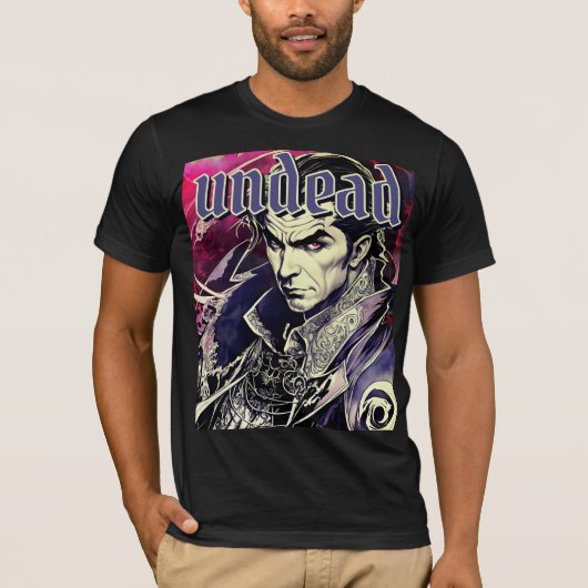 Undead Retro Gothic Vampire T-Shirt (Voorkant)