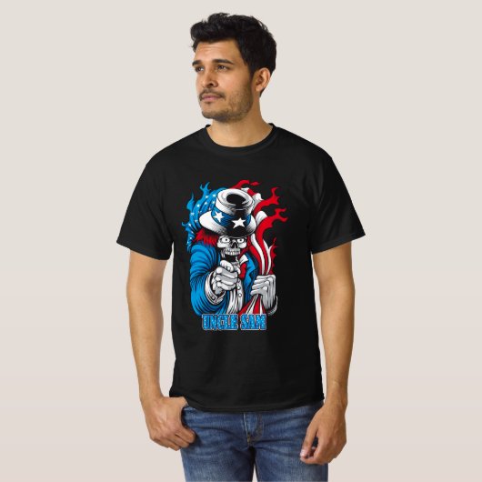 Undead Uncle Sam – Een patriottische Halloween-twi T-shirt (Voorkant volledig)
