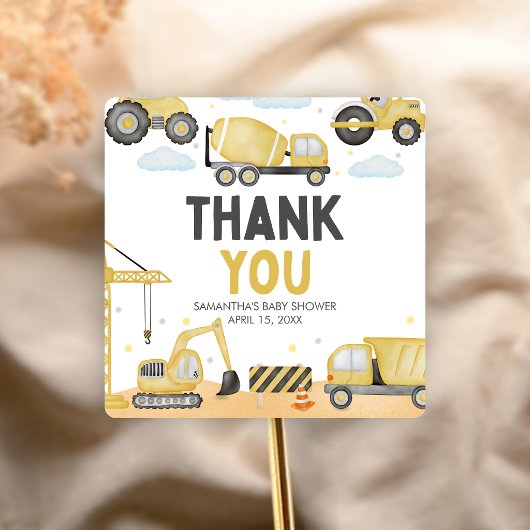 Under Construction Baby Shower Vierkante Sticker