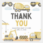 Under Construction Baby Shower Vierkante Sticker (Voorkant)