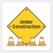 Under Construction with Cones Vierkante Sticker (Voorkant)