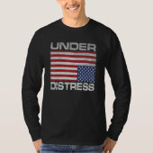 Under Distress Tattered Upside Down American Flag T-shirt (Voorkant)