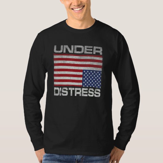 Under Distress Tattered Upside Down American Flag T-shirt (Voorkant)