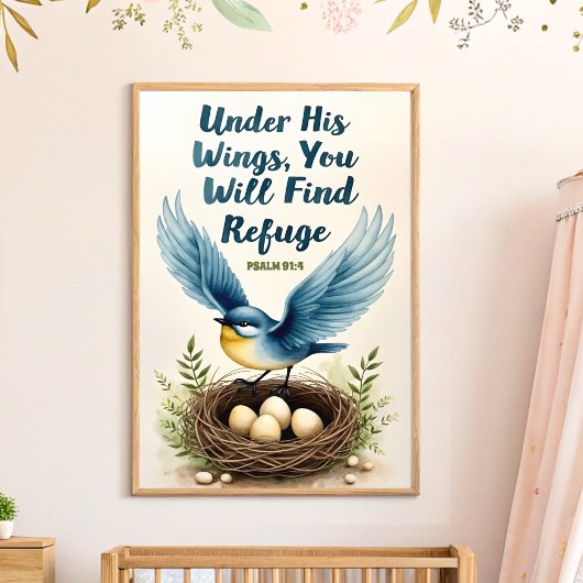 Under His Wings Boho Christelijke Kinderkamer Muur Poster