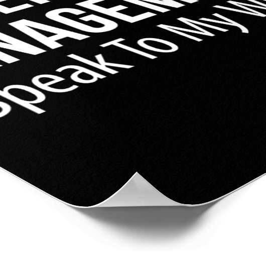 Under New Management - Speak To My Wife -  Poster (Hoek)