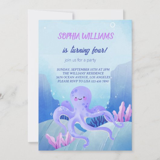 Under Sea Party Invitation Aankondiging (Voorkant)