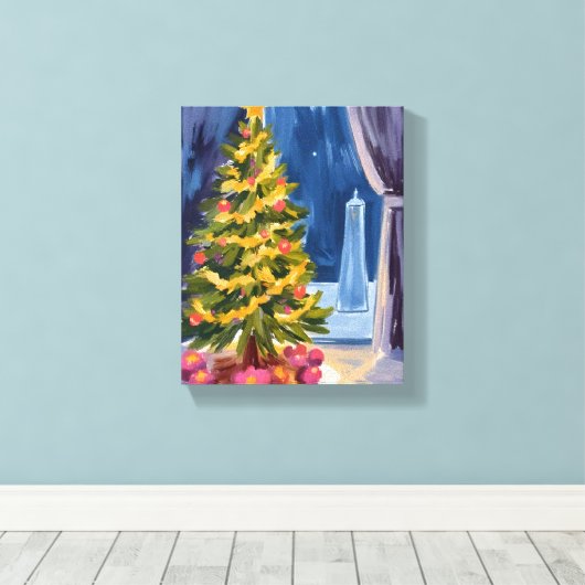 Under the Christmas Tree Canvas Afdruk (Insitu (Houten vloer))