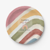 Under the Rainbow Boho Baby Shower Papieren Bordje (Voorkant)