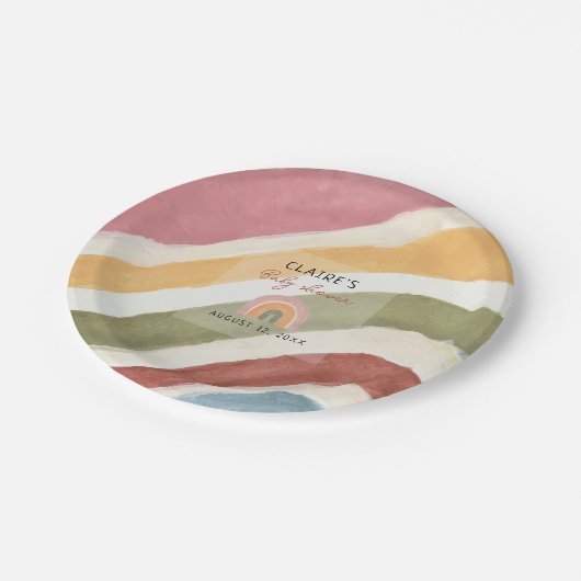 Under the Rainbow Boho Baby Shower Papieren Bordje (Gekanteld)