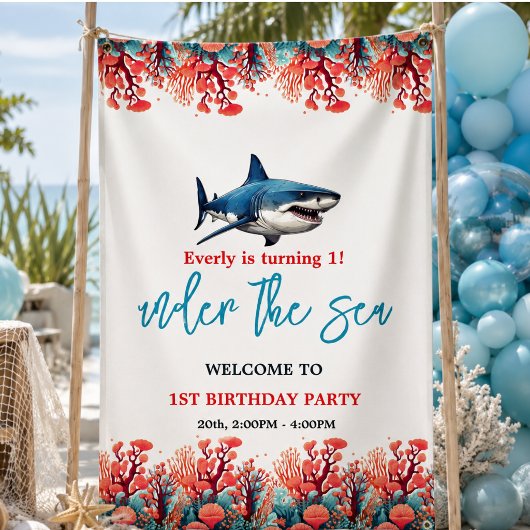 Under the Sea 1e Verjaardagsfeestje Spandoek