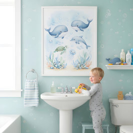 Under the Sea Adventure Kids Bathroom Wall Art Poster