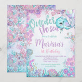 Under the Sea Animals Birthday Invitation Kaart (Voorkant / Achterkant)