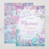 Under the Sea Animals Birthday Invitation Kaart (Voorkant / Achterkant)