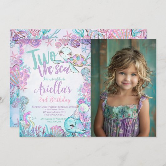 Under the Sea Animals Birthday Invitation Kaart (Voorkant / Achterkant)