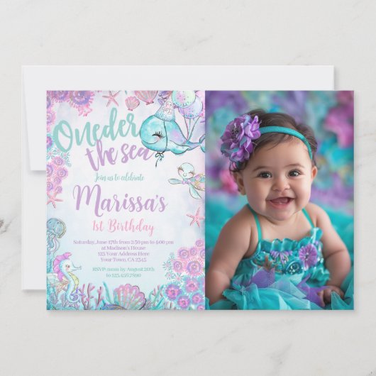 Under the Sea Animals Birthday Invitation Kaart (Voorkant)