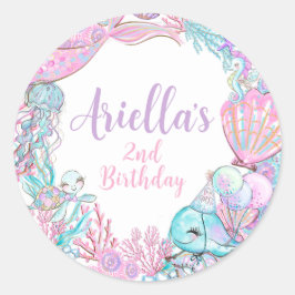 Under the Sea Animals Birthday Invitation Ronde Sticker