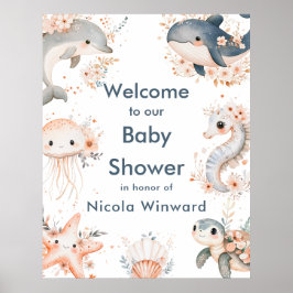 Under The Sea Animals Birthday Party Welcome Poster