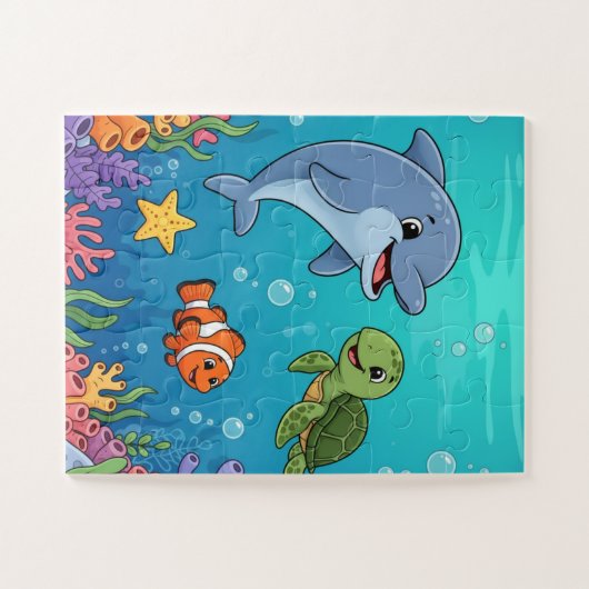 Under the Sea Animals Kids Puzzle | Dolphin Turtle Legpuzzel (Horizontaal)