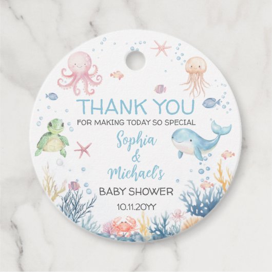 Under the Sea Baby Shower  Bedankjes Labels (Voorkant)