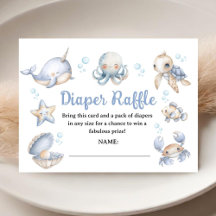 Under The Sea Baby Shower Blauw Luierspel Kaarten
