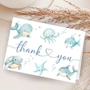 Under The Sea Baby Shower Blauw Oceaan Bedanktkaar Bedankkaart