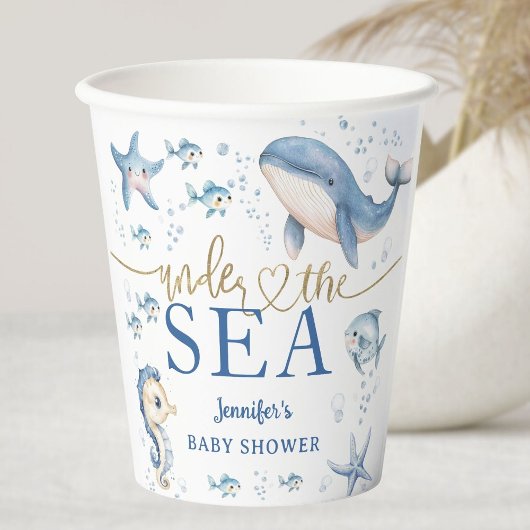 Under The Sea Baby Shower Boy Blue Ocean Papieren Bekers