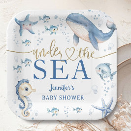 Under The Sea Baby Shower Boy Blue Ocean Papieren Bordje