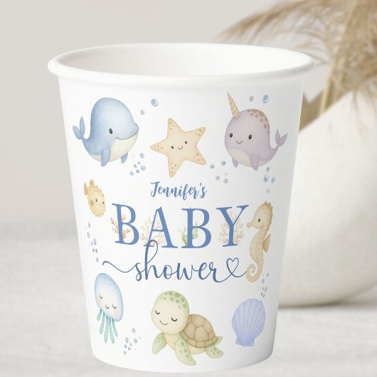 Under The Sea Baby Shower Boy Ocean Papieren Bekers