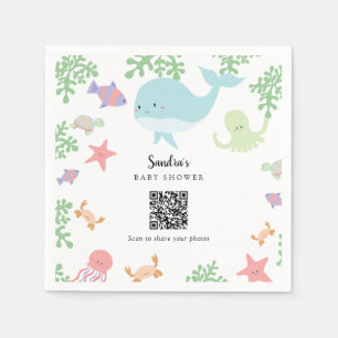 Under the Sea Baby Shower Foto Delen QR Code Servet