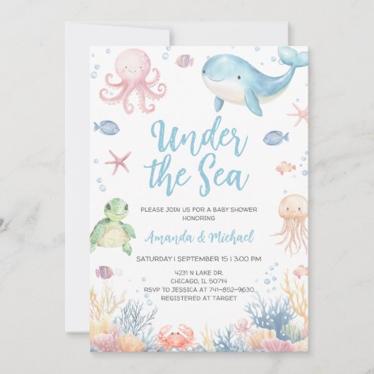 Under the Sea Baby Shower Kaart (Voorkant)