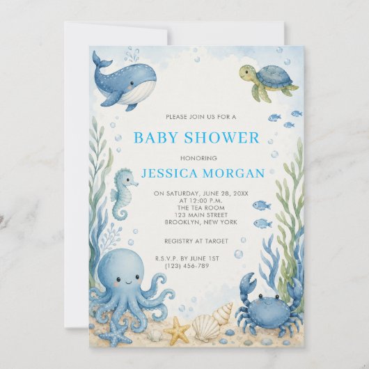 Under The Sea Baby Shower  Kaart (Voorkant)