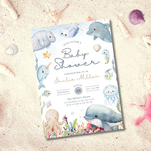 Under the Sea Baby Shower Ocean Animals Neutral Kaart