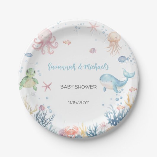 Under the Sea Baby Shower Papieren Bordje (Voorkant)