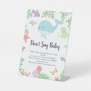 Under the Sea Baby Shower Zeg Niet Baby Spel Bord Reclamebord Met Voetstuk