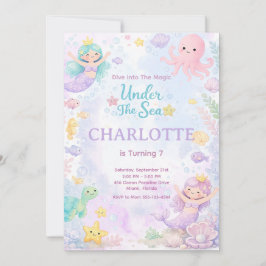 Under The Sea Birthday Invitation Editable Kaart