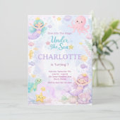 Under The Sea Birthday Invitation Editable Kaart (Staand voorkant)