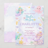 Under The Sea Birthday Invitation Editable Kaart (Voorkant / Achterkant)