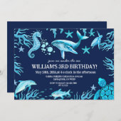 Under the Sea birthday invitation, ocean boy Kaart (Voorkant / Achterkant)