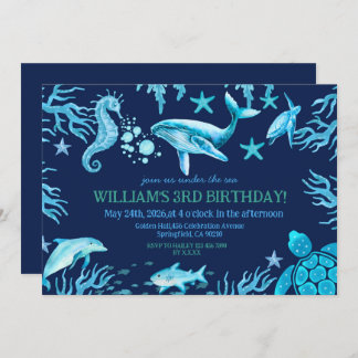 Under the Sea birthday invitation, ocean boy Kaart