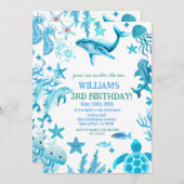 Under the Sea birthday invitation, ocean boy  Kaart (Voorkant / Achterkant)