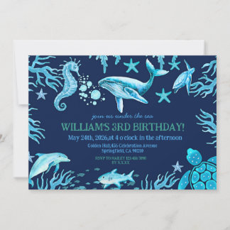 Under the Sea birthday invitation, ocean boy Kaart