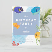 Under the Sea Birthday Invitation • Ocean Fish Par Kaart (Staand voorkant)