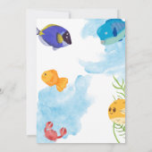 Under the Sea Birthday Invitation • Ocean Fish Par Kaart (Achterkant)