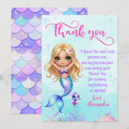 Under the sea Birthday - Mermaid Thank you card Bedankkaart