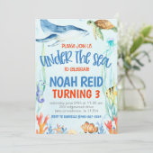 Under the Sea Birthday Party Invitation Kaart (Staand voorkant)