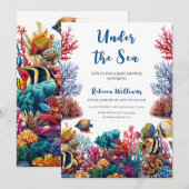 Under the Sea Blauw Jongens Baby Shower Kaart (Voorkant / Achterkant)