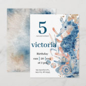 Under the sea Blue Beach Whale babyShower  Kaart (Voorkant / Achterkant)