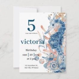 Under the sea Blue Beach Whale babyShower  Kaart