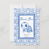 Under the sea blue cute turtle baby shower bedankkaart (Voorkant)