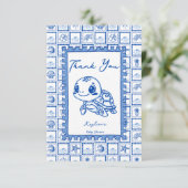 Under the sea blue cute turtle baby shower bedankkaart (Staand voorkant)